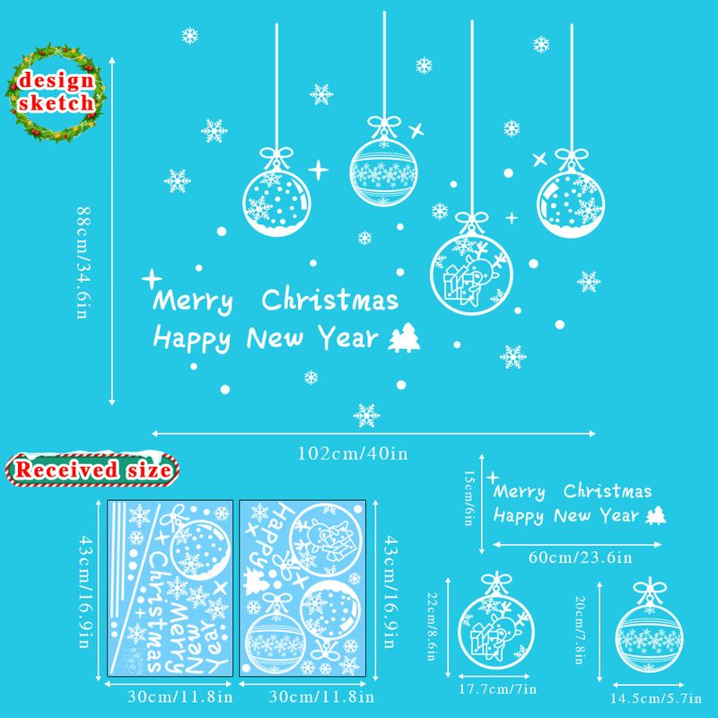 Statisch haftende Weihnachts-Fensteraufkleber – 2er-Set wiederverwendbare Weihnachtsaufkleber (30 x 43 cm) – Schneeflocken, Glocken, Ornamente für Glastüren und Fenster_voghion.com