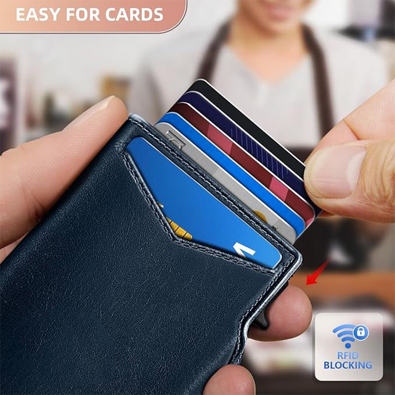 Herrentaschen, Brieftasche mit elastischem Band, Kartenhalter, kontrastfarbene Herren-Brieftasche mit zweifacher RFID-Faltung, dünner Kartenhalter mit großer Kapazität_voghion.com