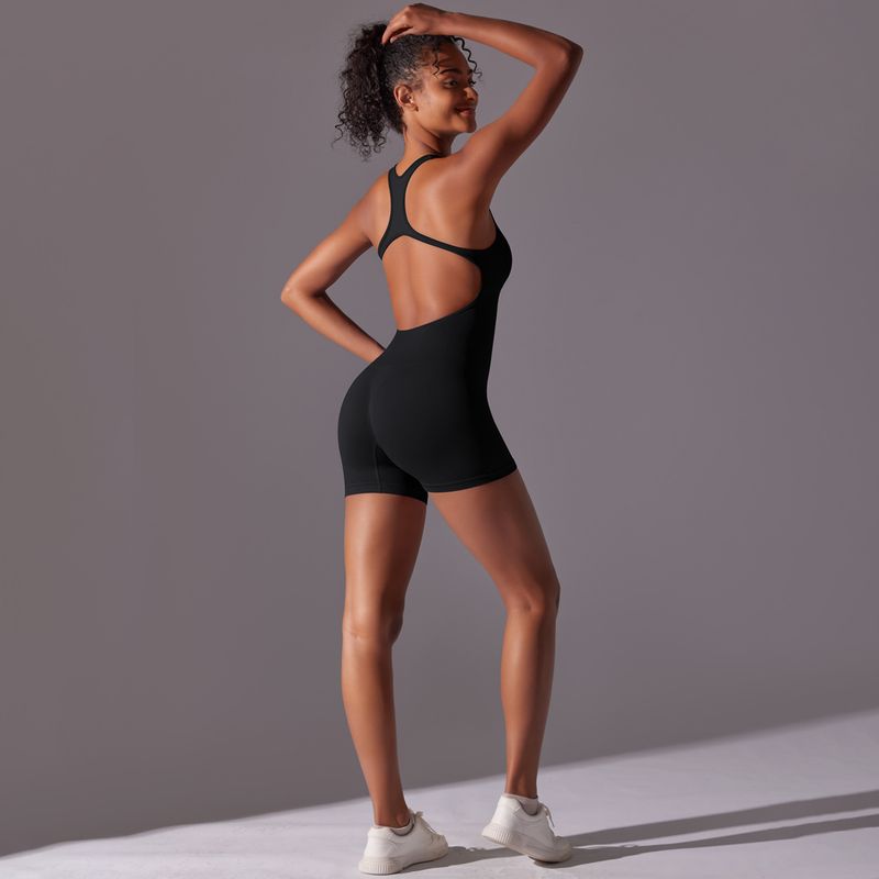 New Style Tight-Fitting Solid Color With Beautiful Back Design, Seamless And Breathable One-Piece Yoga Suit_voghion.com