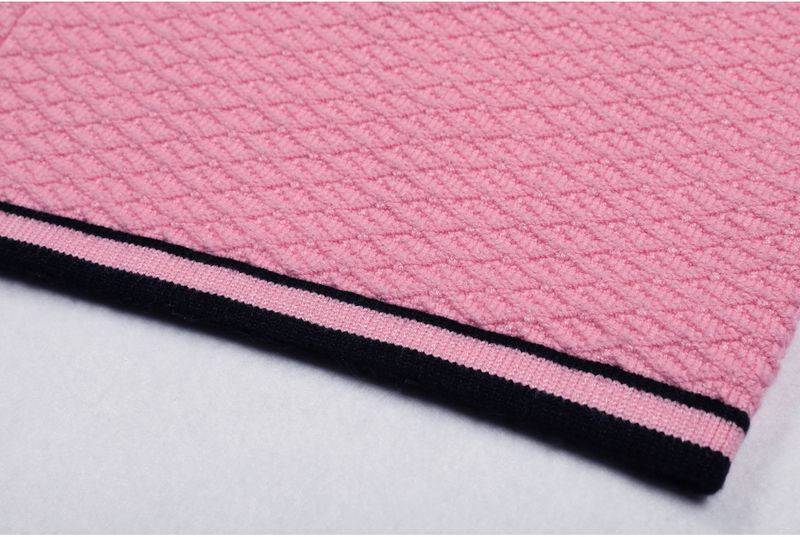 Luxury Knit Suit Set – Elegant Long Sleeve Cardigan & Straight Leg Pants (Black/Pink/White, Sizes S-XL)_voghion.com