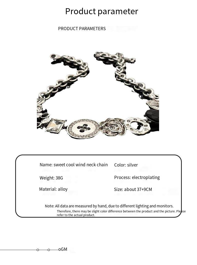 Collana con bottone bianco in stile Y2k, dolce e fresco, design retrò di nicchia, catena per clavicola squisita, leggera e di lusso, catena da collo Tide_voghion.com