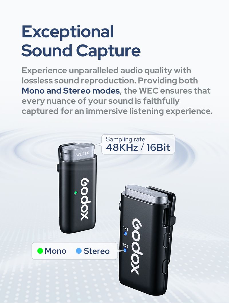 Godox WEC 2.4GHz Wireless Microphone System Transmitter Receiver Live Broadcast Reduction Noise Mic for DSLR Camera_voghion.com