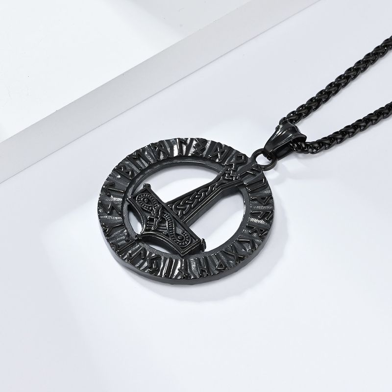 Retro severský vikingský náhrdelník z nerezové oceli s runami a Thorovým kladivem, osobností a kulturou, přívěskem s runovým textem_voghion.com