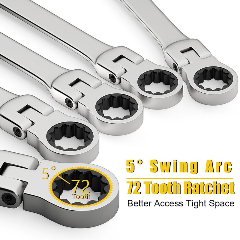 Räikkäavainsarja, 6-23 mm metrinen joustopää räikkäavain, kromivanadiumteräsavain pussin kanssa_voghion.com