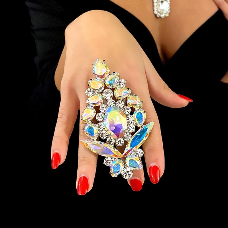 All-match Retro Geometric Gem Colorful ring Women's Hot Selling Exaggerated Oval Opening ring for Children ring_voghion.com