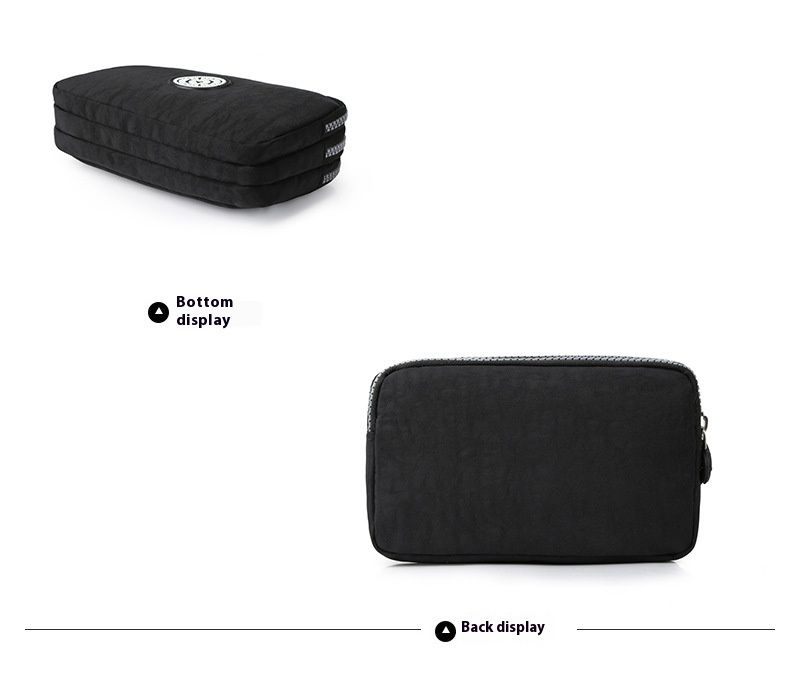 Ny vasket denim dametaske med tre lag lynlås, vandtæt møntpung, makeuptaske, mobiltelefontaske, håndholdt, bærbar taske, lille, firkantet taske_voghion.com