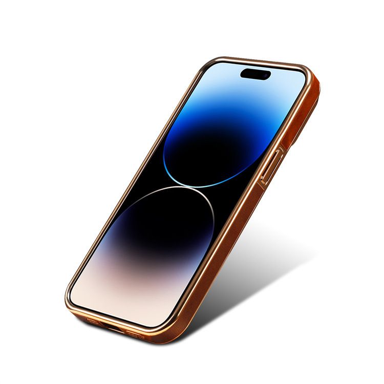 Denior Is Suitable For Iphone 15 Genuine Leather Phone 13 Protective IPhone 14 Promax Cowhide Electroplating Case_voghion.com