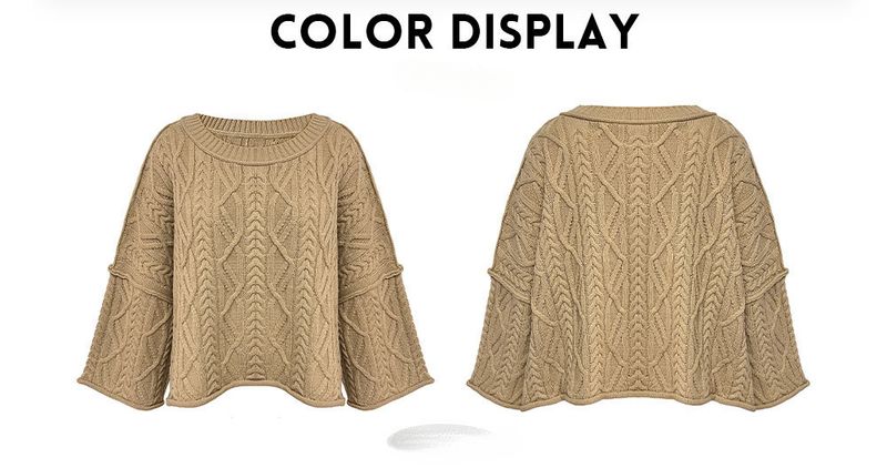 Maglione corto e largo lavorato a maglia con scollo rotondo, nuovo stile autunno inverno 2025 da donna_voghion.com