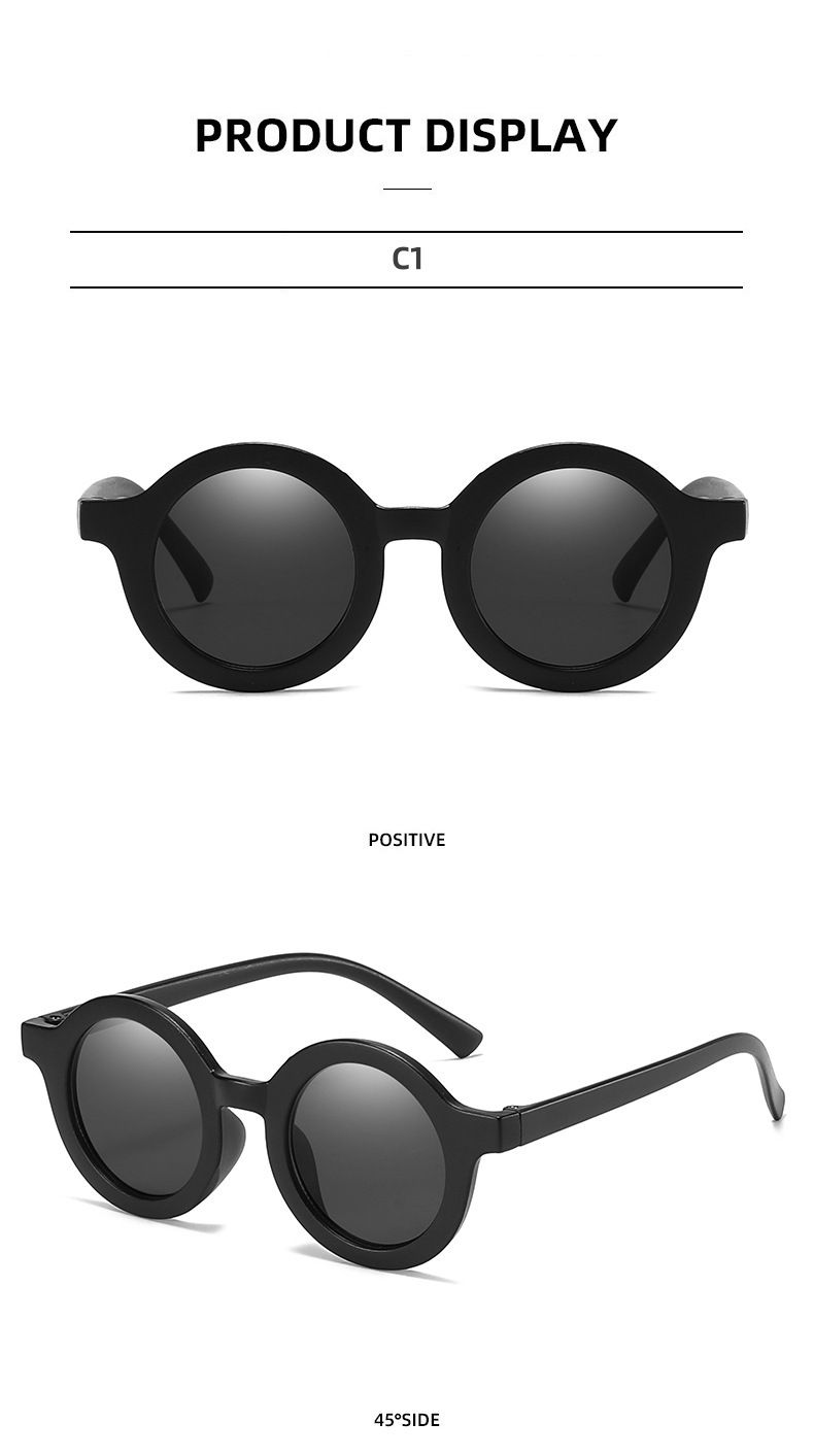Gafas de sol con montura redonda, modernas y modernas, estilo crema de Instagram, para niños, versión coreana, resistentes a los rayos UV para bebés_voghion.com