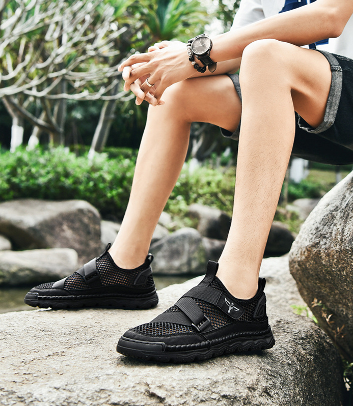 Nuove scarpe da spiaggia estive oversize di fascia alta, sandali, antiscivolo, streaming cucito a mano, scarpe da uomo_voghion.com