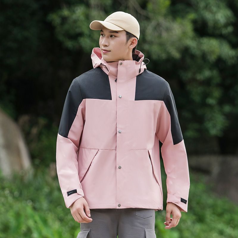 Giacca da trekking da uomo alla moda, con cappuccio staccabile, impermeabile e antivento, stile primaverile-autunnale, per coppie, all'aperto_voghion.com