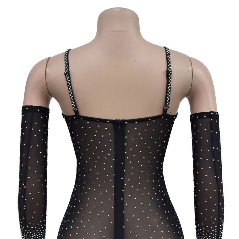 Women's Clothing Fashion women's solid color gauze press drill through shorts jumpsuit_voghion.com