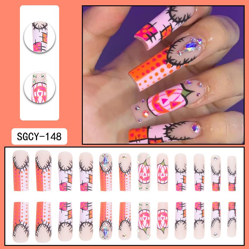 Langes Press-On-Nägel-Set – Aufklebbare Kunstnägel mit Ins-Style-Designs, Acrylnägel mit vollständiger Abdeckung für Frauen, DIY-Maniküre-Set in Salonqualität_voghion.com