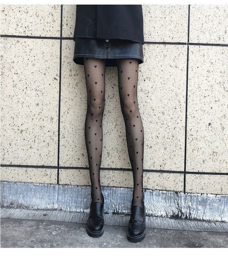 Bas fins en soie jacquard à motifs noirs, collants à pois, JK Lolita_voghion.com