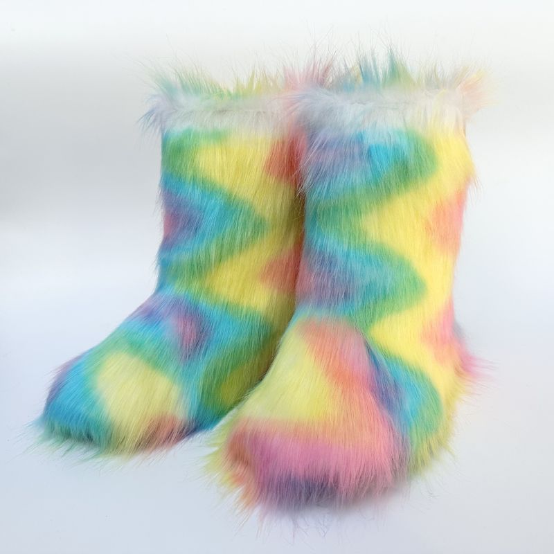 Bottes de neige en fourrure de renard raton laveur européennes et américaines Shibuya Spice Girls épaisses de grande taille et de taille moyenne_voghion.com