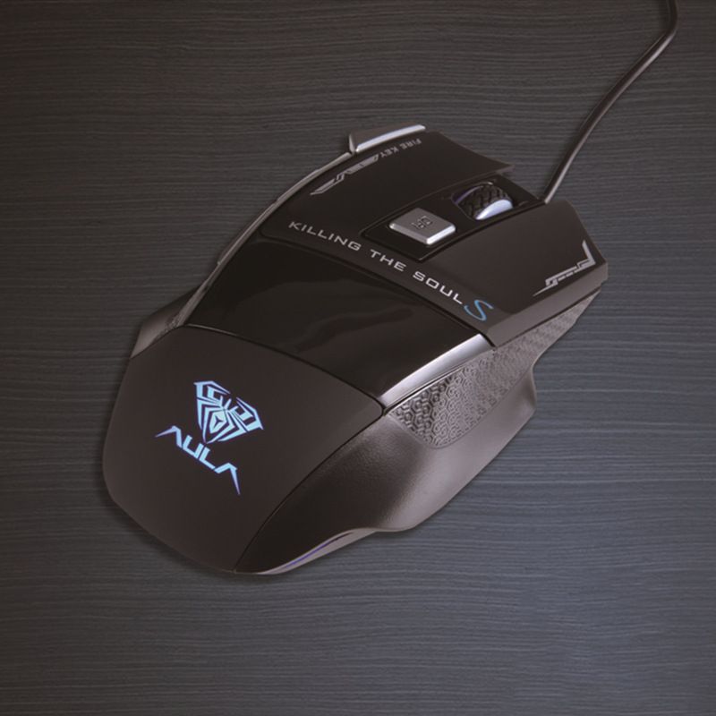 Mouse da gioco USB cablato AULA Wolf Spider S12 con illuminazione RGB, programmazione macro, 6 pulsanti, 2000 DPI, design ergonomico per giocatori su PC_voghion.com