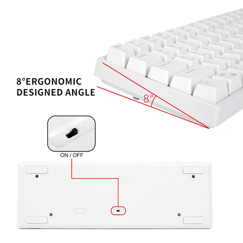 Farfi RK61 asztali érzékeny, alacsony késleltetésű, ergonomikus vezetékes Bluetooth-kompatibilis játékbillentyűzet irodai használatra_voghion.com