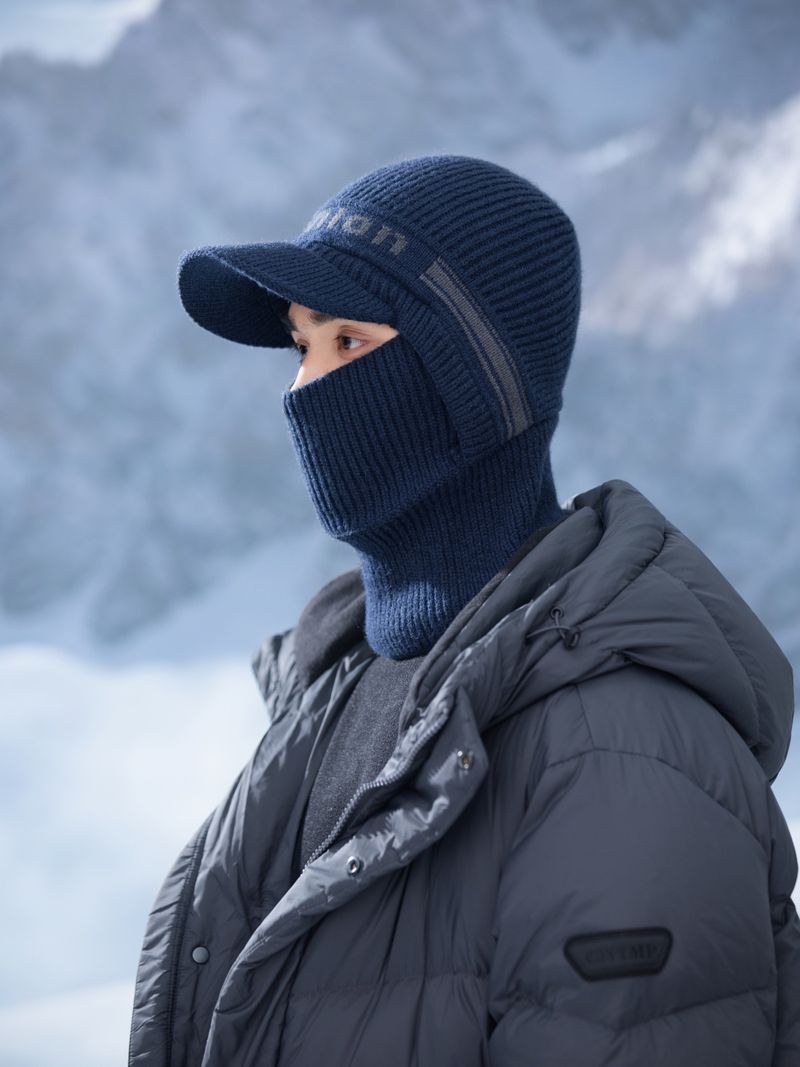 Gorro de punto polar para hombre, de invierno, resistente al viento, de una pieza, para ciclismo al aire libre, con cuello, gorro térmico de lana de una pieza._voghion.com