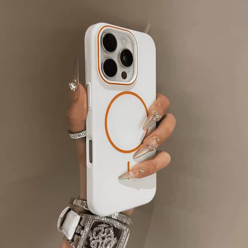 Carcasă magnetică rigidă mată cu curea de încheietură pentru iPhone 16 15 14 Plus 13 12 Pro Max, cu încărcare wireless și rezistență la șocuri_voghion.com