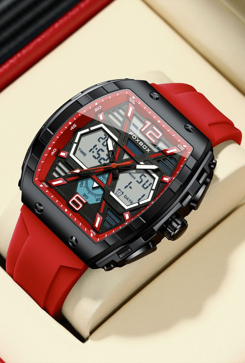 Men's Digital Analog Dual Display Watch With Large Dial, Waterproof, Luminous, Sporty Design For Outdoor Activities_voghion.com