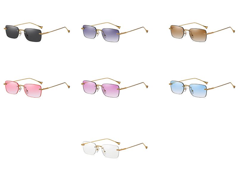 Mode Kachawoo männer platz sonnenbrille randlose gradienten kleine rahmen gold metall frau brillen zubehör rechteckigen braun_voghion.com