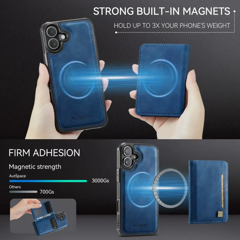 Custodia per telefono con porta carte magnetico staccabile con blocco RFID, mini portafoglio per iPhone 16 13 12 Pro Max 15 14 Plus, custodia in pelle PU_voghion.com