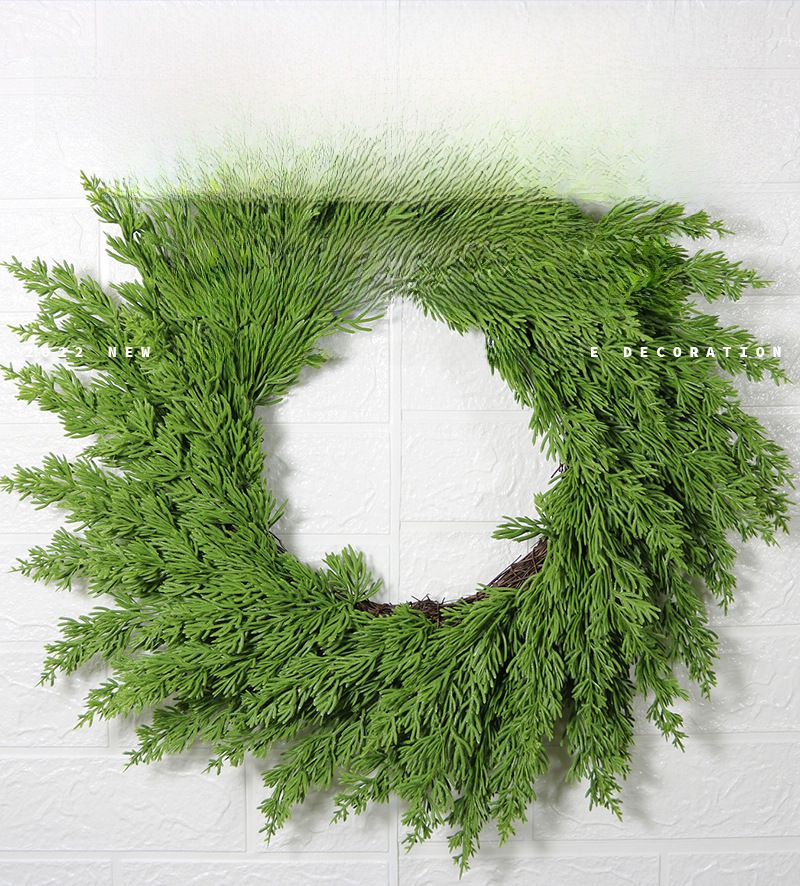 Meihui Christmas Green Pine Needle Wreath 50CM20 inch Christmas Wreath Natural Rattan Wreath Holiday Front Door Decoration Wall Decoration_voghion.com