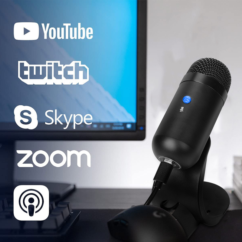 Metal Condenser USB Microphone Gaming Quick Mute Button PC Mic Kit for Desktop Laptop Studio YouTube Recording Vocals_voghion.com