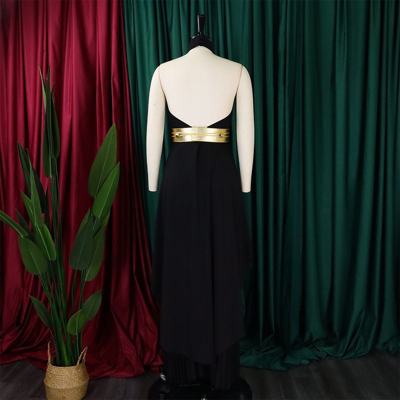 Damenbekleidung Sommermode zweiteilig ärmellos rückenfrei unregelmäßig langer Rock Hose mit weitem Bein_voghion.com
