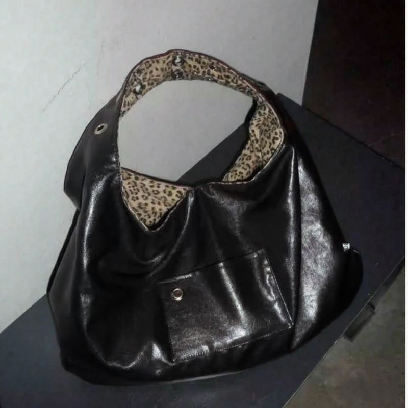 Borsa tote reversibile con stampa leopardata: elegante borsa a tracolla bifacciale, spaziosa e morbida in PU per gli oggetti essenziali di tutti i giorni_voghion.com