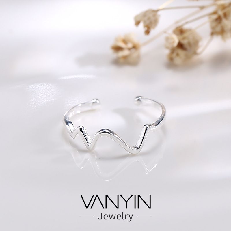Wanying Herzschlag-Ring für Damen, reiner Silberschmuck, EKG, personalisiertes kreatives Geschenk, koreanische Ausgabe, Zubehör_voghion.com