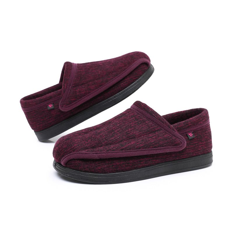 Ziwa Ge Winter New Warm Fleece-Lined Thickened Cloth Widened Velcro Shoe Top Openable Comfortable Cotton Shoes_voghion.com