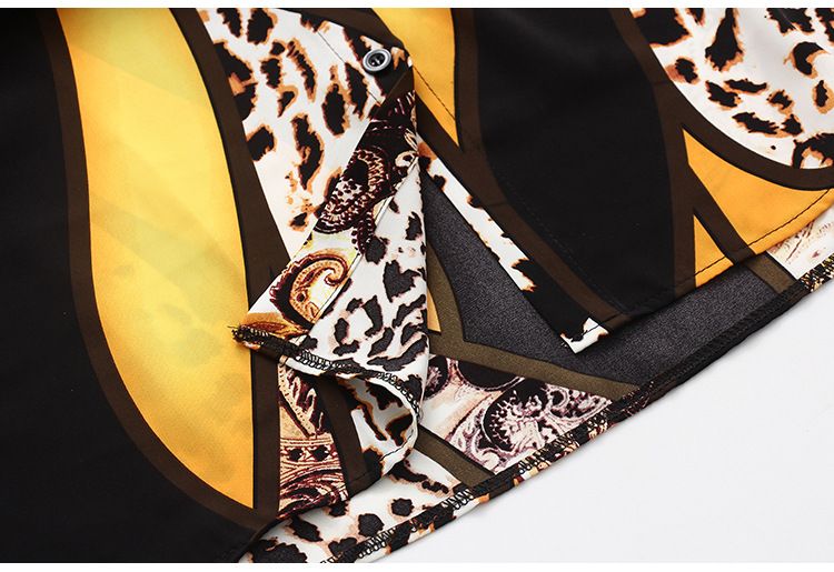 Women's Clothing Spring New Style All match Contrast Color Print Leopard Print Long Sleeve Chiffon Shirt Women's Tops_voghion.com