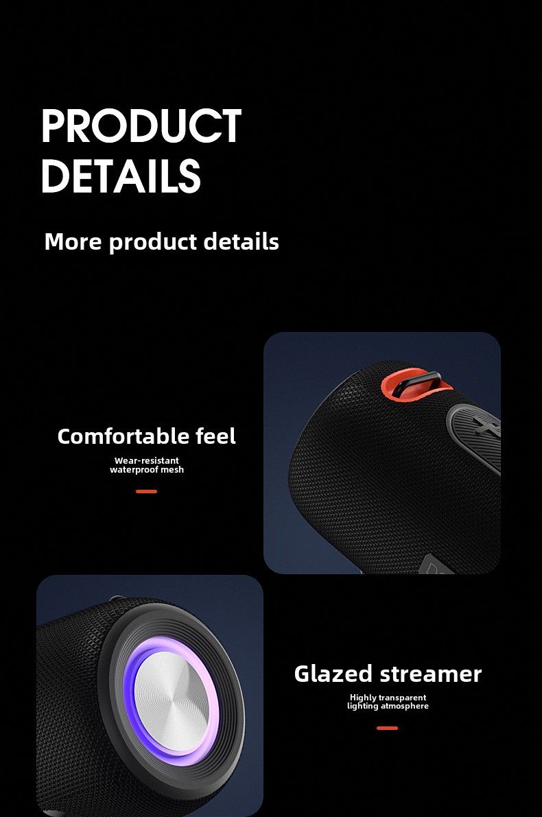 Tragbarer Bluetooth-Lautsprecher für den Außenbereich: 30 W Klangqualität, IPX6 wasserdicht, farbenfroher Lichteffekt, lange Akkulaufzeit, Anrufannahme, TF-Karte_voghion.com