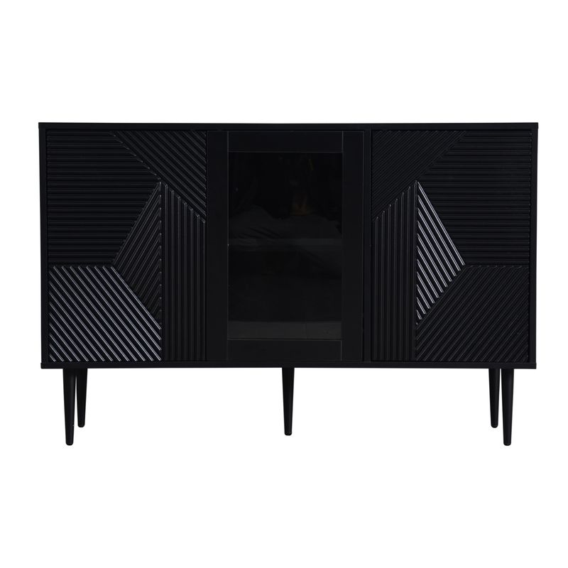 Comode Schwarz 120x79,5cm Con 3 Vasi, Mobili In Metallo E Vetro_voghion.com