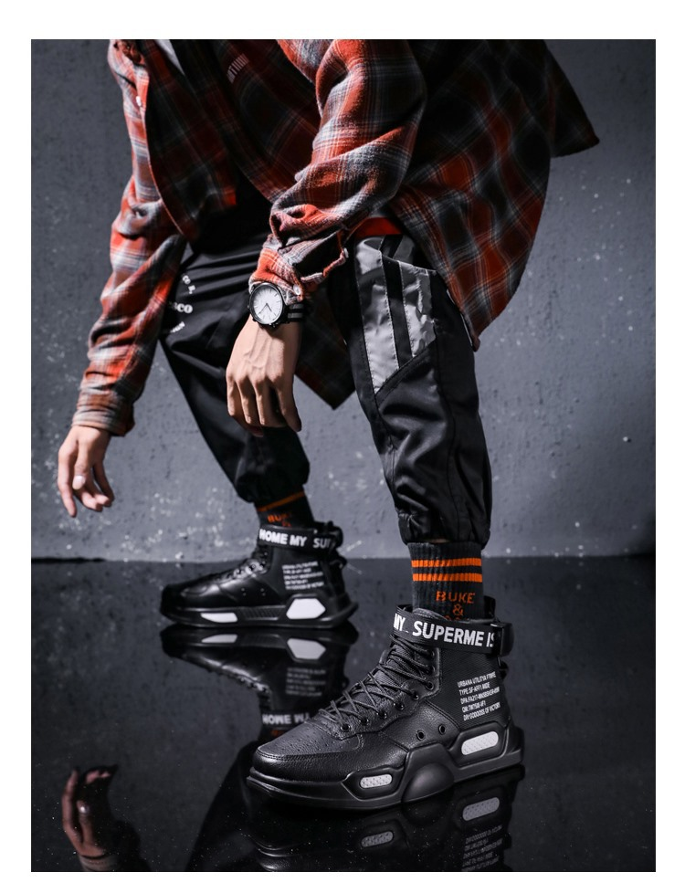 Herren Casual Cushion Sneakers High Top Schuhe Schnüren Laufschuhe_voghion.com