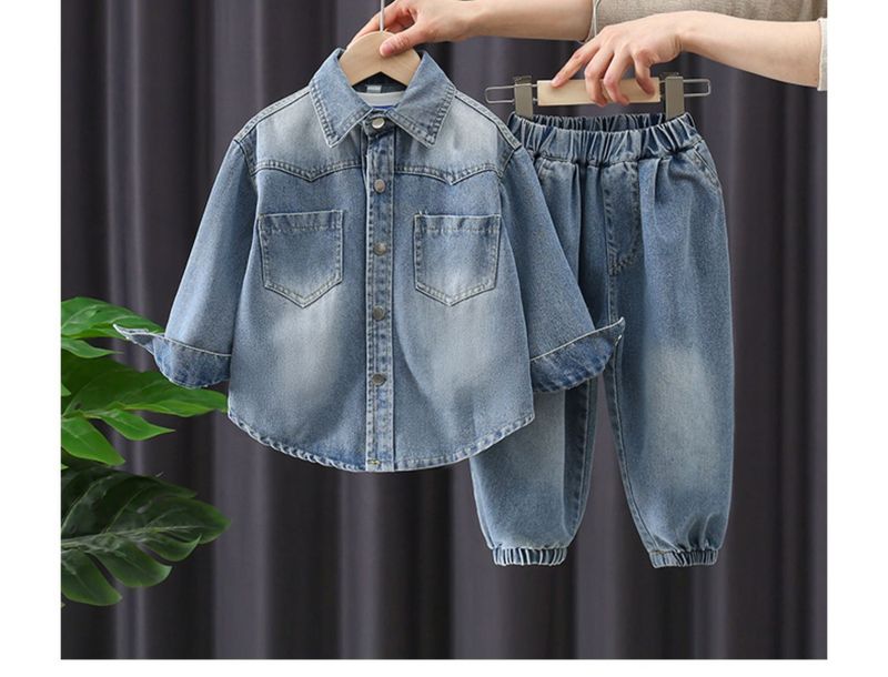 Abbigliamento per bambini Completo in denim Giacca primaverile e autunnale Elegante completo in due pezzi_voghion.com