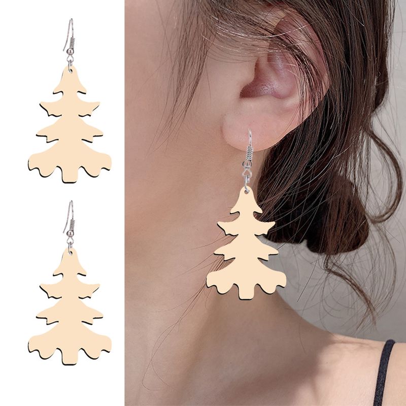 Creative design primary color Clover wooden daisy earrings fashion style earrings factory foreign trade supply earrings_voghion.com
