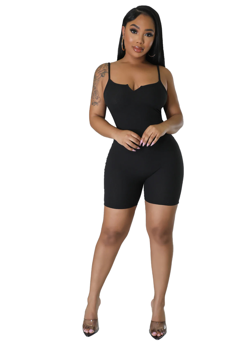 Nuevo mono casual ajustado con escote en V pequeño para mujer_voghion.com