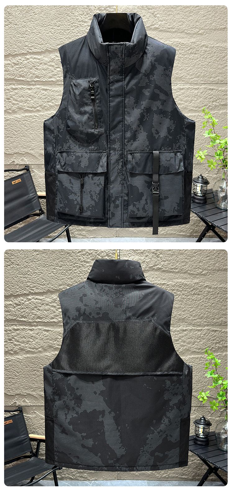 Herren Arbeitskleidung Baumwollweste Winter Warm Multi-Pocket Casual Streetwear Unisex Ärmellose Jacke_voghion.com