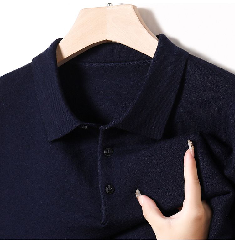 Maglione versatile casual da uomo, vestibilità ampia, in tinta unita, con colletto rovesciato, invernale 2025_voghion.com