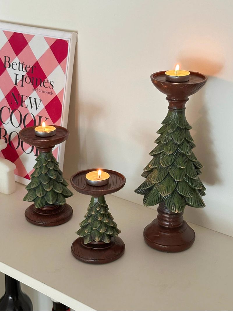 Ins Weihnachtsbaum Kerzenhalter Harz Ornament Dekoration für Tischplatte Esstisch Eingangsbereich Foto Requisiten_voghion.com