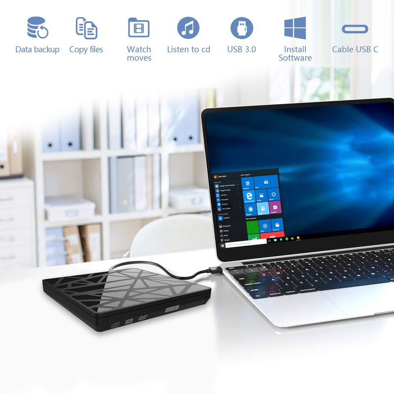 Xinweiqing DVD-Laufwerk Hochgeschwindigkeits-Fehlerkorrektur Plug-Play USB Typ-C Externer ultradünner CD-Lese-/Schreibrecorder für_voghion.com