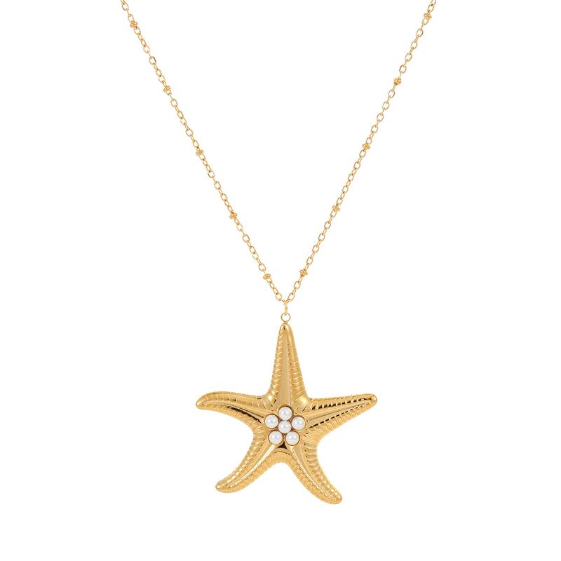 Set di orecchini e collana con perle a forma di stella marina, gioielli di alta gamma in stile resort oceanico_voghion.com