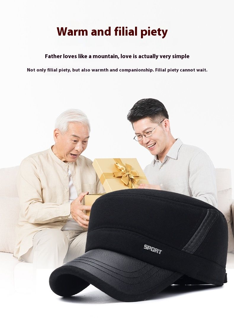 Thickened Winter Proof Ear Protection Cotton Hat For Middle-aged And Elderly Men Riding Bicycles To Keep Warm Flat Top Hat For Winter_voghion.com