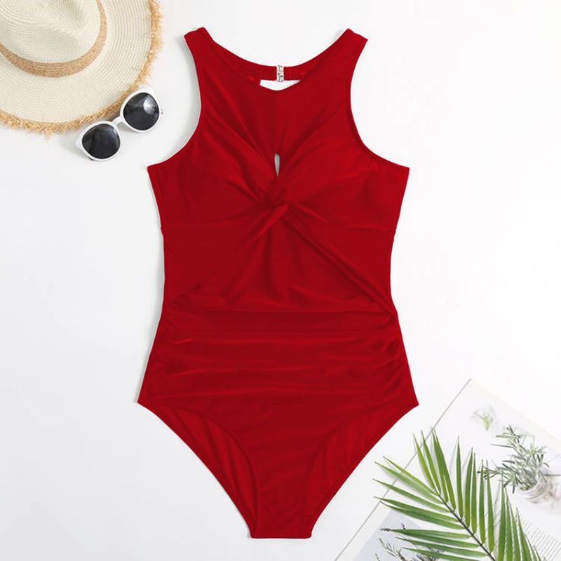 Venta al por mayor del fabricante del traje de baño de una sola pieza del bikini del color sólido atractivo de las mujeres_voghion.com