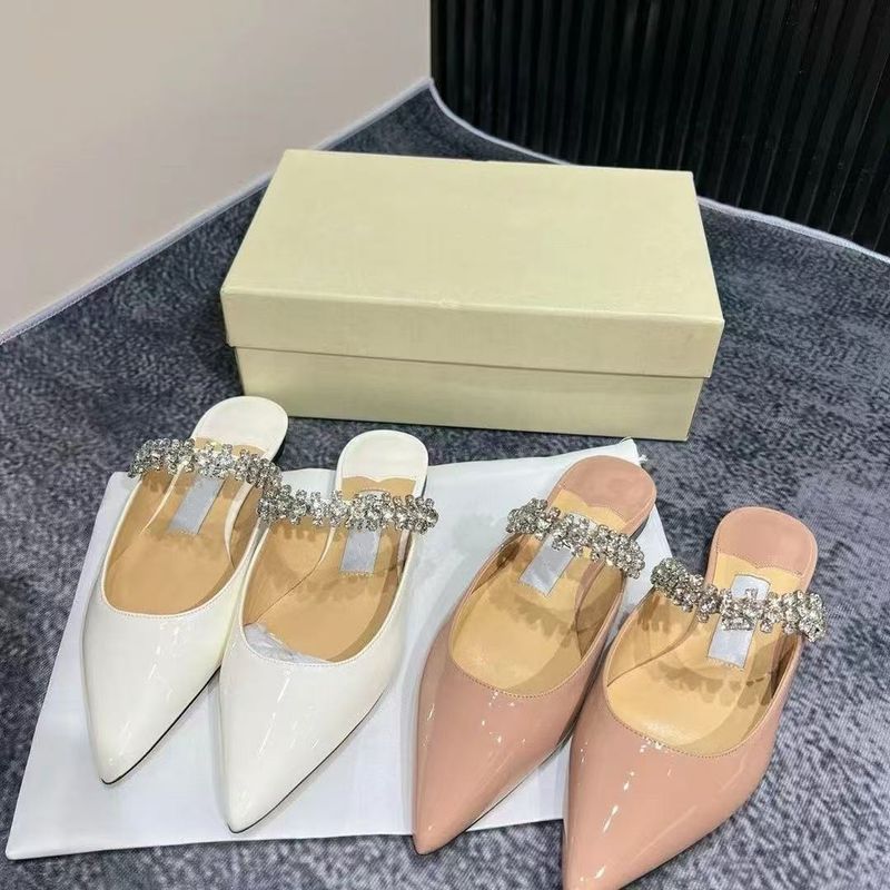 High-End-Sommeroberbekleidung mit Zehenkappe aus Lackleder, Halbschuhe mit flacher Sohle, spitze französische High Heels für Damen,_voghion.com