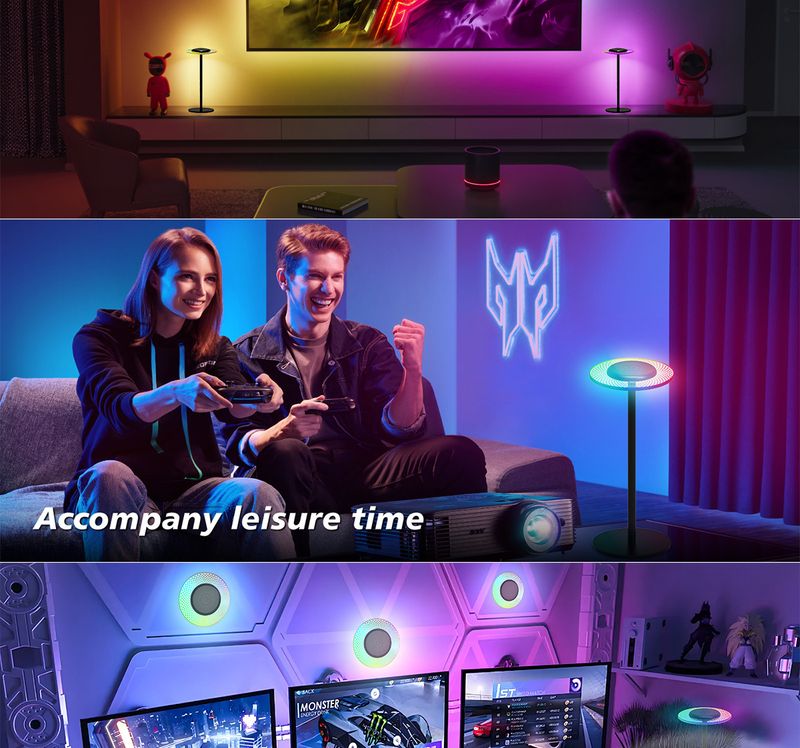 Lampe d'ambiance de jeu RGB Fantasy, LED carrée, charge de bureau, charge de type C_voghion.com