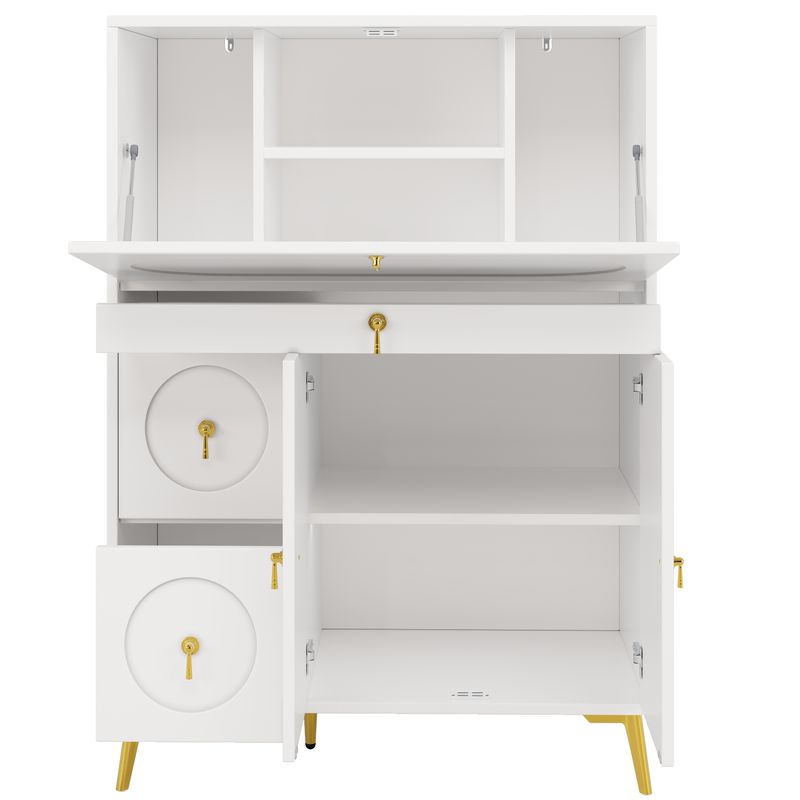 Küchenschrank Weiß 100x140cm Con Falttüren, Multifunktionaler Stauraum_voghion.com