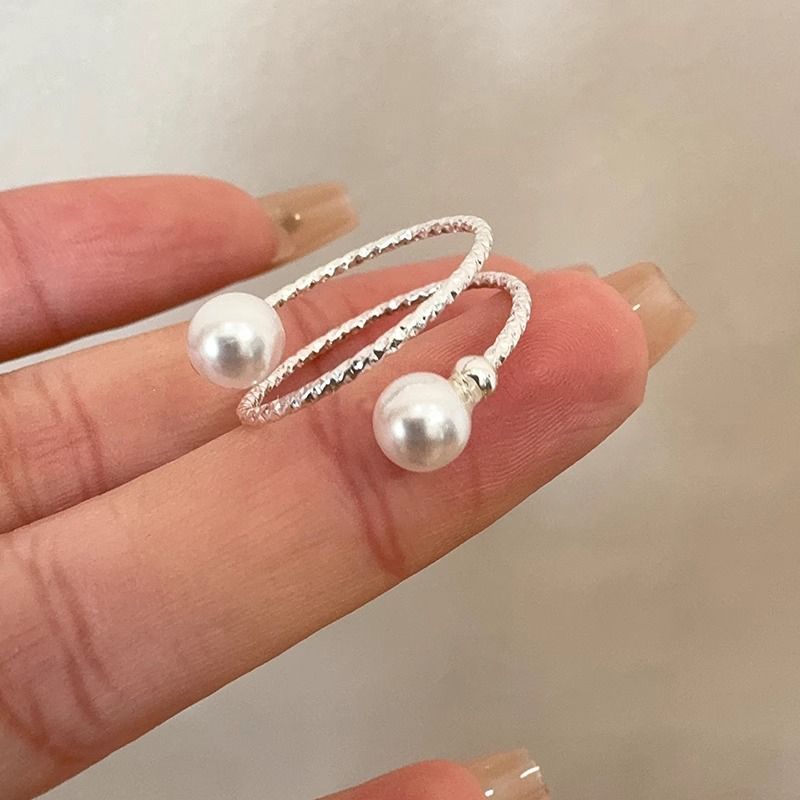Leichter Luxus-Perlenring für Damen, offenes Design, einzigartiges Nischendesign, hochwertige Anmutung, Ring für den Zeigefinger, personalisierte Mode._voghion.com